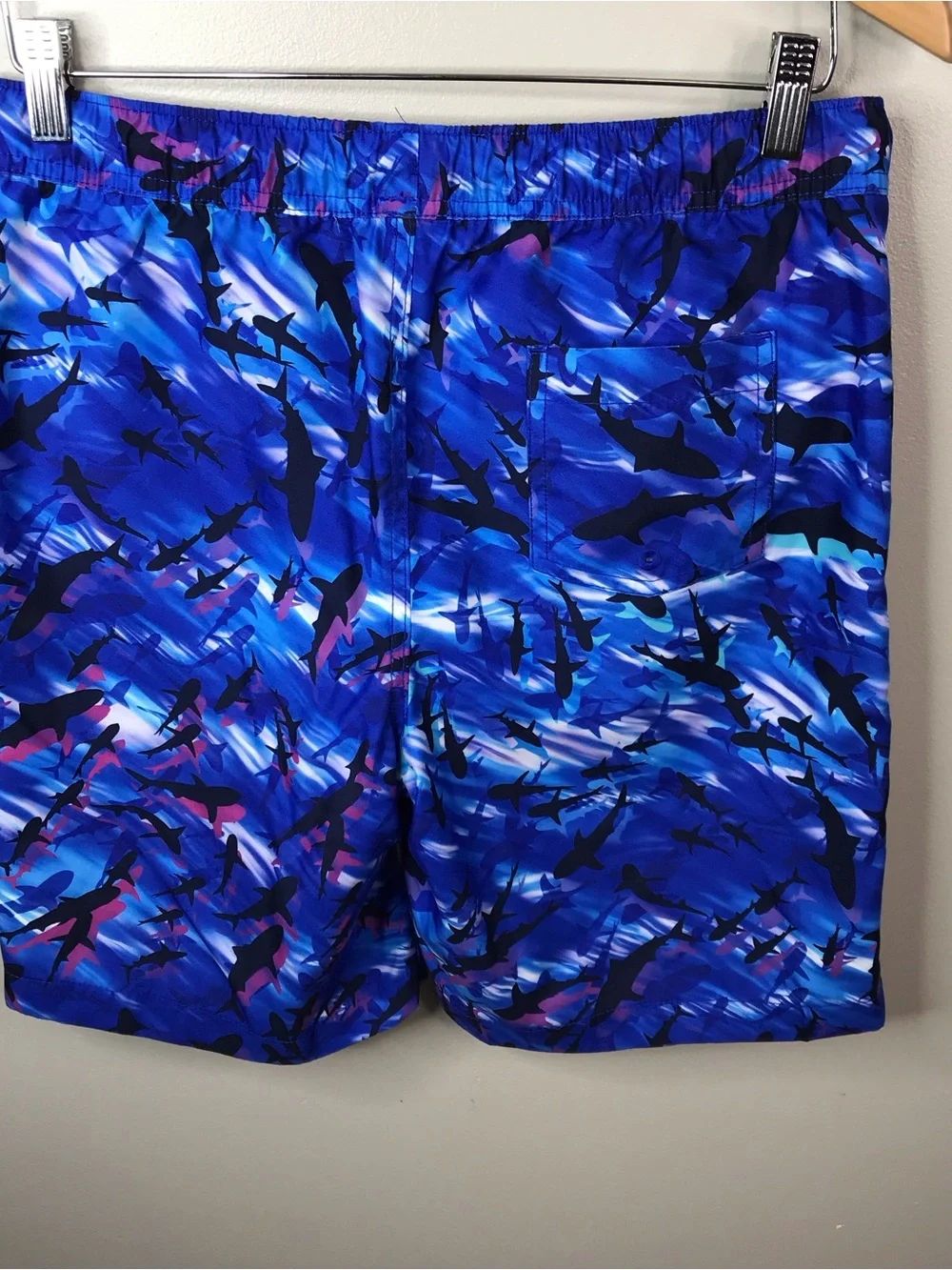 Lands' End Blue Shark-Pattern Kids Swim Trunks Sz XL 14H-16H
